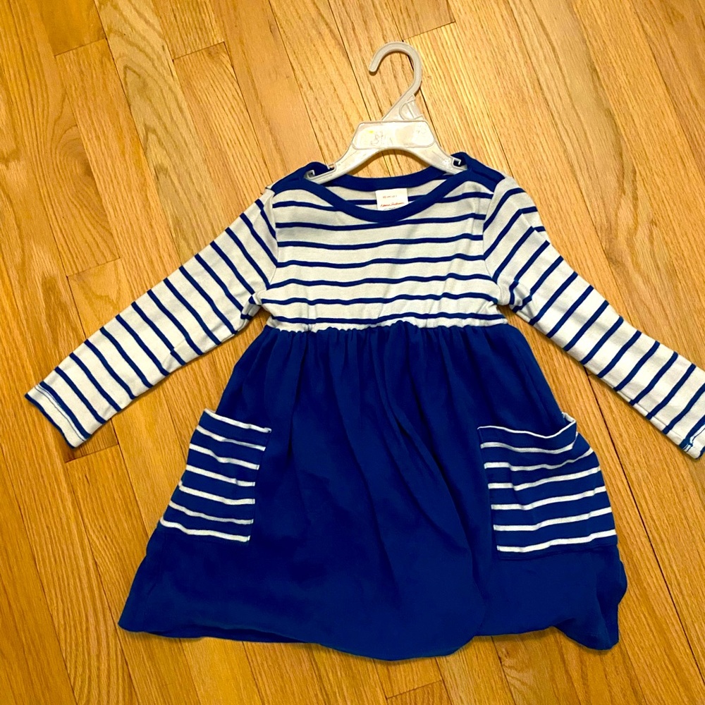 Hanna Andersson blue stripe dress EUC
